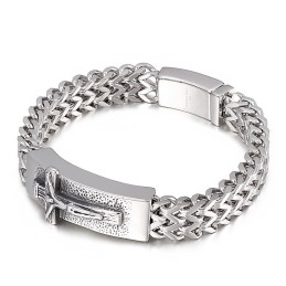 Bracelet En Titane Pour Homme Avec Croix Hip-Hop