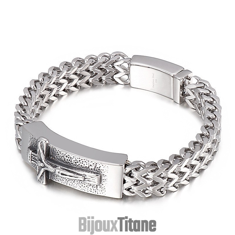 Bracelet En Titane Pour Homme Avec Croix Hip-Hop Bracelet En Titane Pour Homme Avec Croix Hip-Hop