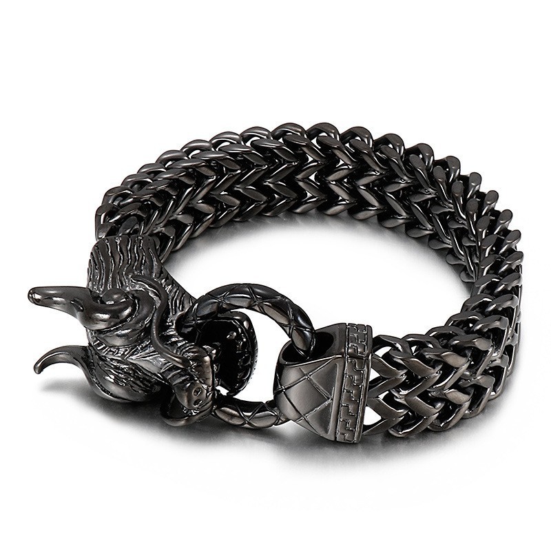 Nouveau Bracelet Cool En Titane Pour Homme Avec Tête De Dragon Nouveau Bracelet Cool En Titane Pour Homme Avec Tête De Dragon