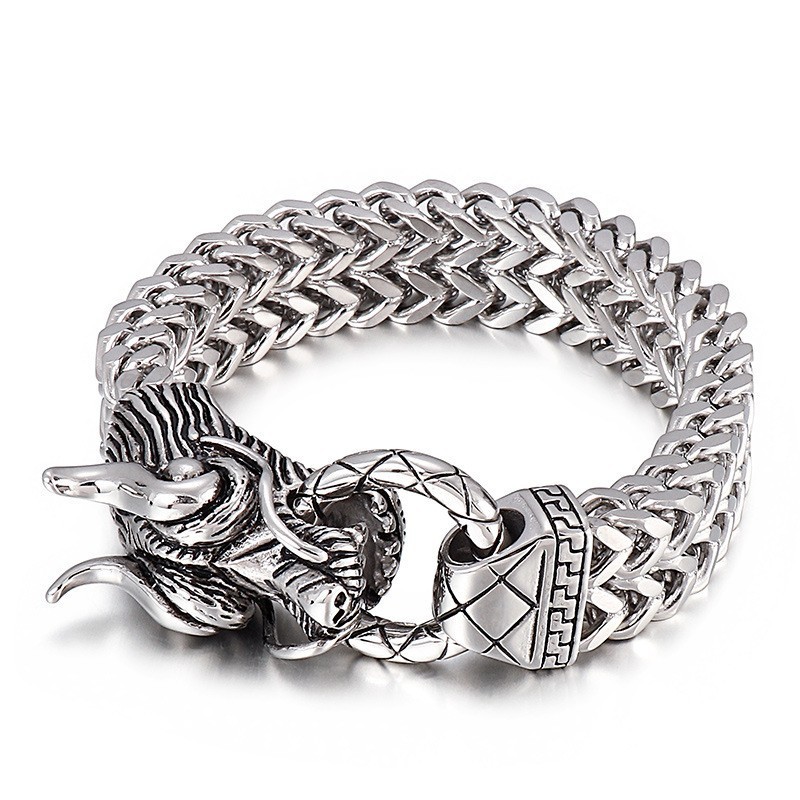 Nouveau Bracelet Cool En Titane Pour Homme Avec Tête De Dragon Nouveau Bracelet Cool En Titane Pour Homme Avec Tête De Dragon