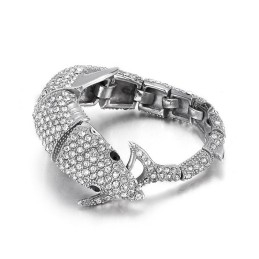 Bracelet Homme En Titane Avec Diamants Et Motif Dauphin Tendance