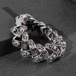 Bracelet En Titane Stéréoscopique Pour Homme Avec Tête De Mort Lourde Et Cool