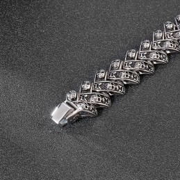 Bracelet En Titane Stéréoscopique Pour Homme Avec Tête De Mort Lourde Et Cool