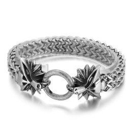 Bracelet Tressé En Titane À Double Tête D'Animal Pour Homme