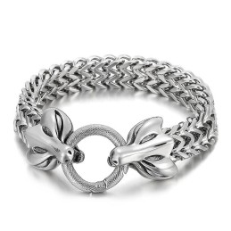 Bracelet Tressé En Titane Pour Homme, Motif Double Tête D'Animal, Tendance Et Tendance
