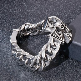Bracelet Homme Cool Avec Tête De Mort Et Croix