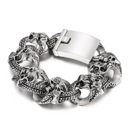 Bracelet En Titane Pour Homme Avec Tête De Mort Populaire