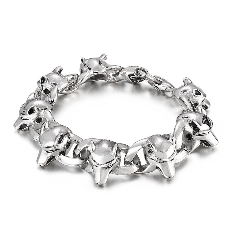 Bracelet En Titane Pour Homme Avec Tête D'Animal Populaire