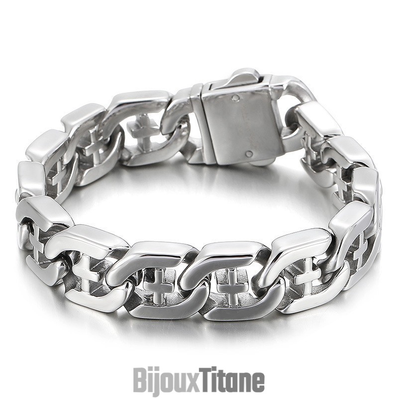 Bracelet En Titane Style Chic Et Creux Croisé Pour Homme