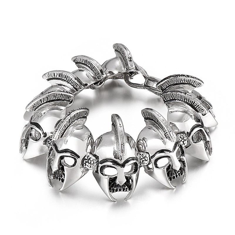 Bracelet En Titane Pour Homme, Motif Tête De Guerrier