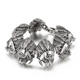 Bracelet En Titane Pour Homme, Motif Tête De Guerrier