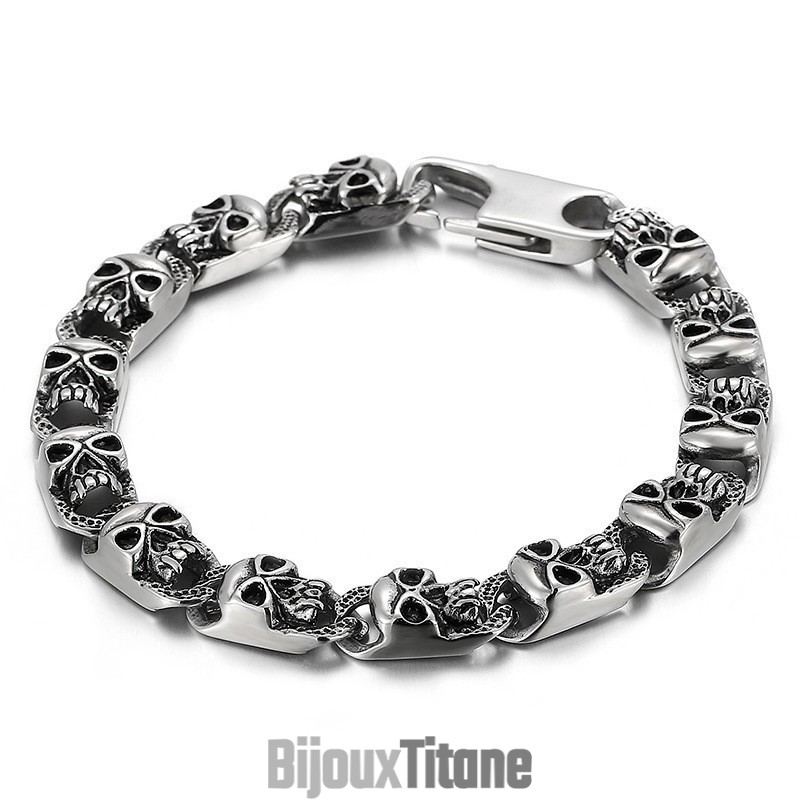 Bracelets Tendance En Titane Pour Hommes Avec Tête De Mort Bracelets Tendance En Titane Pour Hommes Avec Tête De Mort