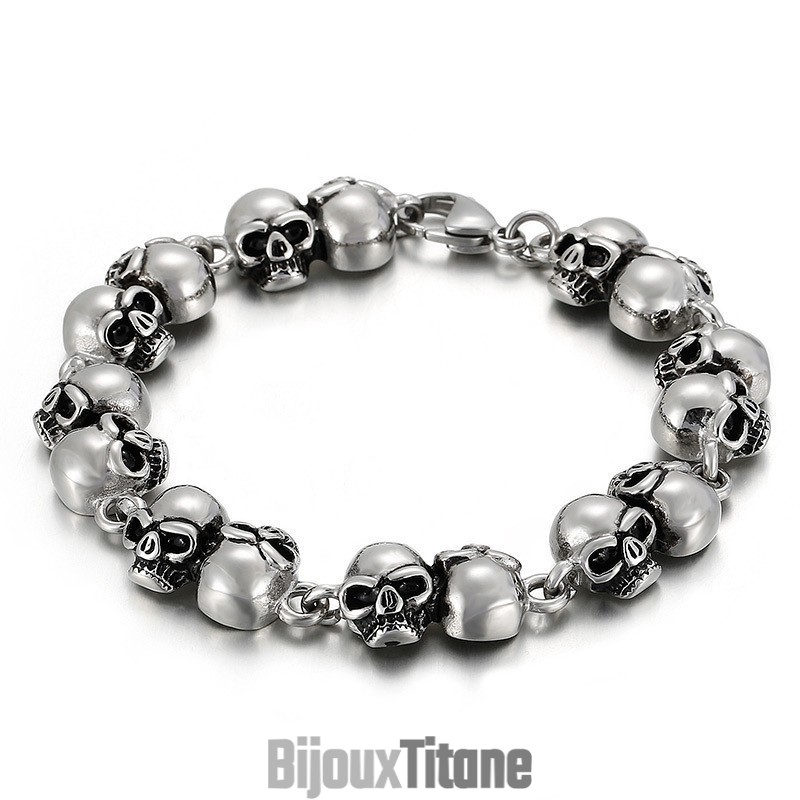 Bracelet Tête De Mort En Titane Pour Homme