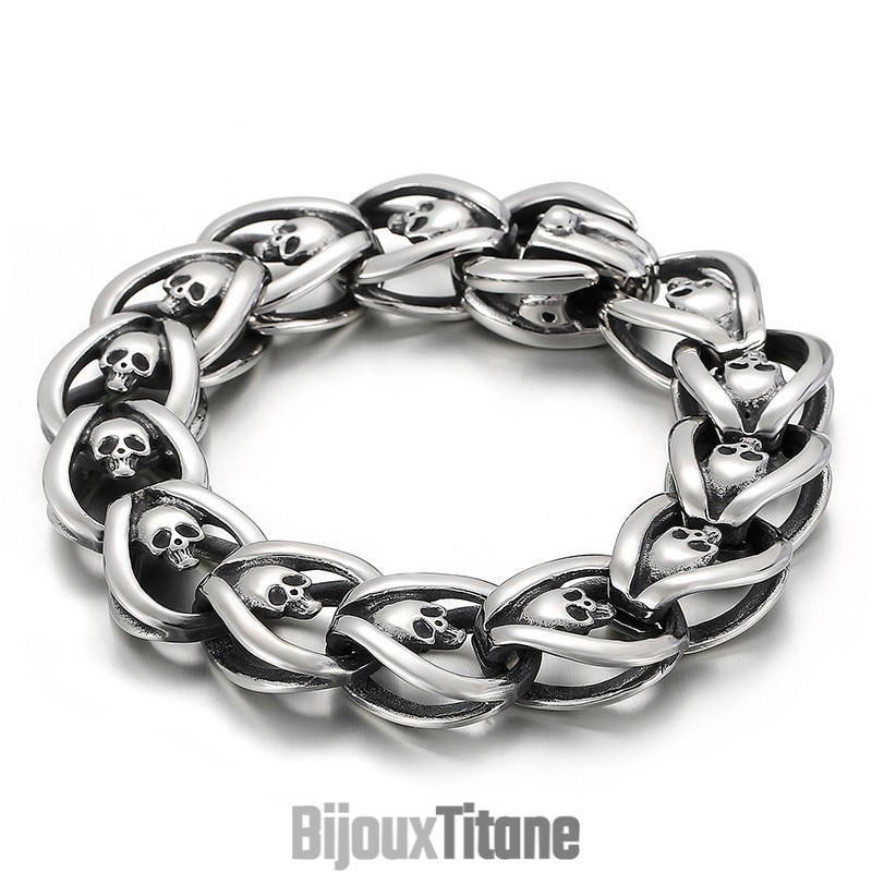 Bracelet Tête De Mort En Titane Pour Homme Bracelet Tête De Mort En Titane Pour Homme