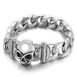 Bracelet En Titane Pour Homme Avec Tête De Mort Tendance