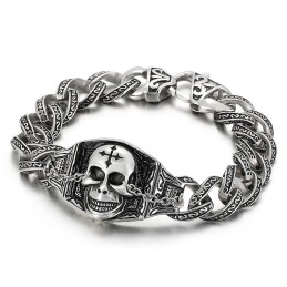 Bracelet Homme Tête De Mort En Titane