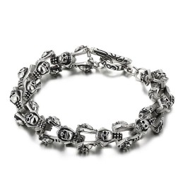 Bracelet Homme Chic En Titane Moulé Avec Tête De Mort Et Fantôme