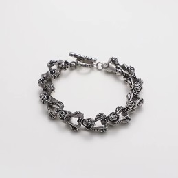 Bracelet Homme Chic En Titane Moulé Avec Tête De Mort Et Fantôme