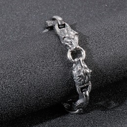 Bracelet Homme En Titane Avec Chaîne À Mots Et Tête De Lion, Accessoire De Scène