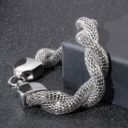 Bracelet Chaîne En Titane Pour Homme En Os De Serpent