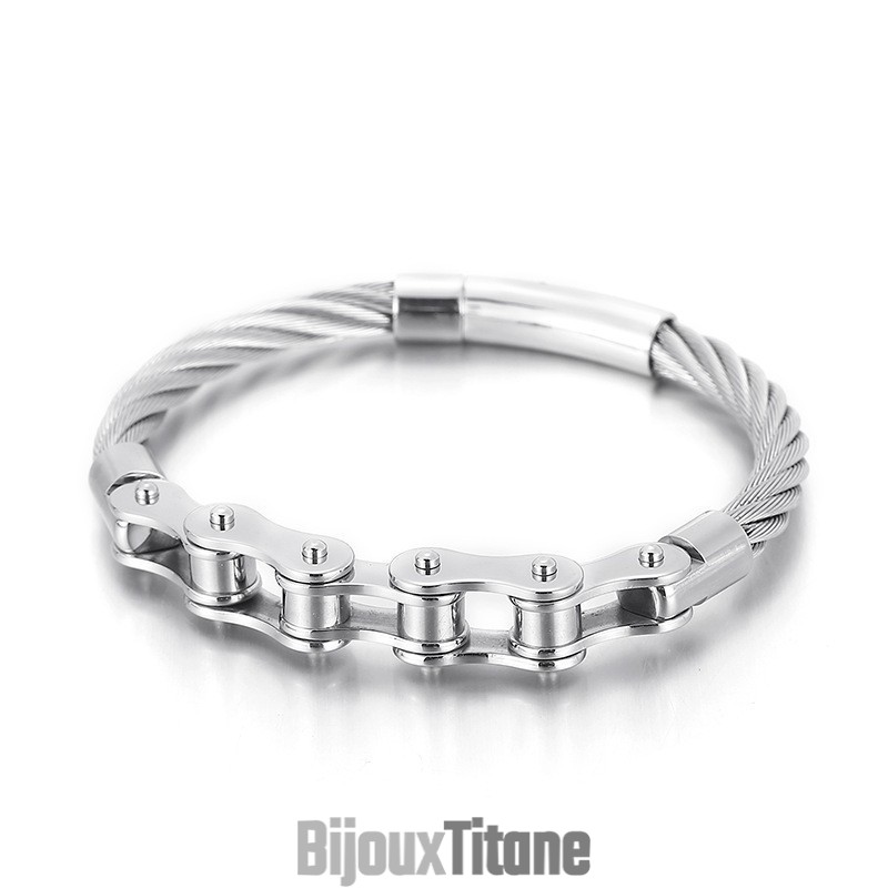 Bracelet De Motard En Titane De Style Chic Pour Hommes Et Femmes