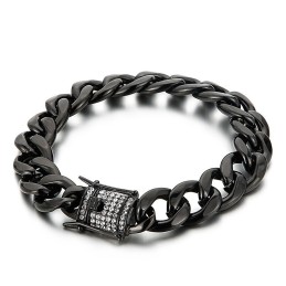 Bracelet Chaîne Motard Avec Boucle En Forme De Barbe De Dragon En Diamant