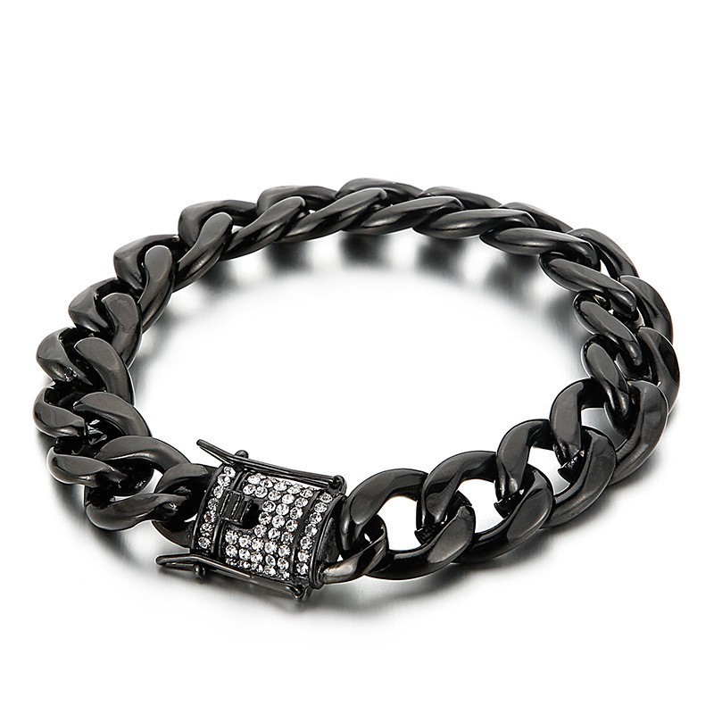 Bracelet Chaîne Motard Avec Boucle En Forme De Barbe De Dragon En Diamant Bracelet Chaîne Motard Avec Boucle En Forme De Barbe De Dragon En Diamant