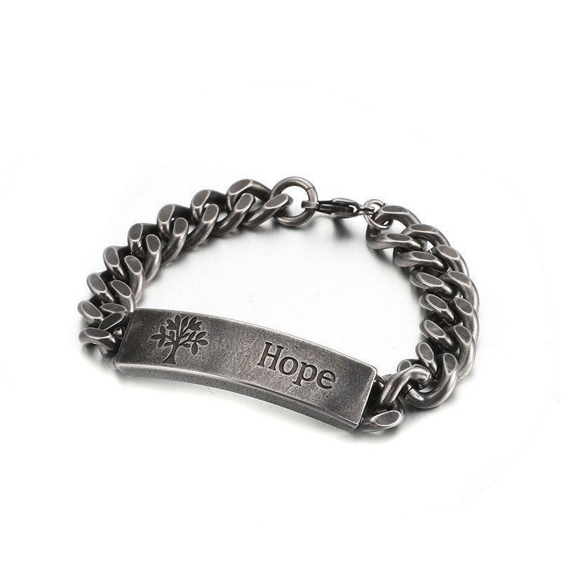 Bracelet Homme Tendance En Titane Avec Arbre De Vie