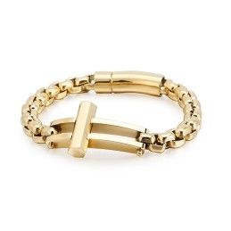 Bracelet Chaîne En Titane Carré Croisé Pour Homme