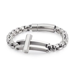 Bracelet Chaîne En Titane Carré Croisé Pour Homme