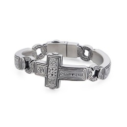 Bracelet Chic En Titane Avec Croix Courbée Pour Homme