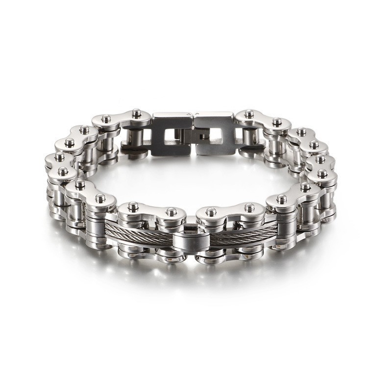 Bracelet Tide En Titane Pour Homme, Bracelet Chaîne Style Motard Rock Bracelet Tide En Titane Pour Homme, Bracelet Chaîne Style Motard Rock