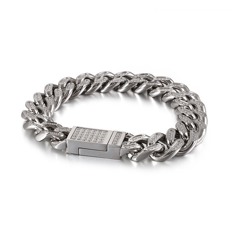 Bracelets Hip-Hop Pour Hommes En Titane Avec Diamants Bracelets Hip-Hop Pour Hommes En Titane Avec Diamants
