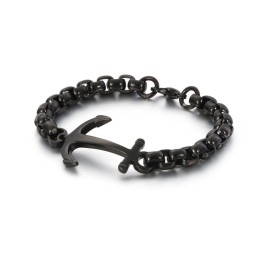 Bracelet Tendance En Titane Noir Avec Ancre De Bateau