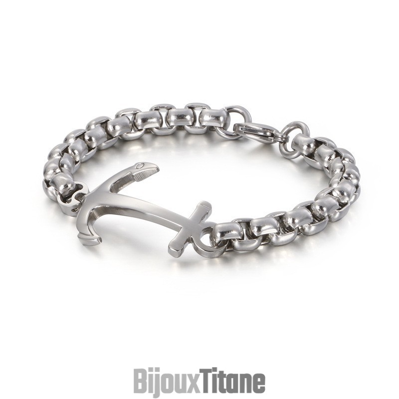 Bracelet En Titane Avec Motif Ancre De Bateau Tendance À Vendre