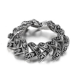 Bracelet En Titane Stéréoscopique Pour Homme Avec Tête De Mort Lourde Et Cool