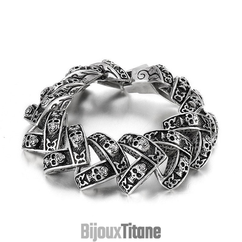 Bracelet En Titane Stéréoscopique Pour Homme Avec Tête De Mort Lourde Et Cool Bracelet En Titane Stéréoscopique Pour Homme Avec Tête De Mort Lourde Et Cool