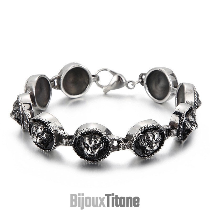 Bracelet Rond En Titane Style Hip-Hop Pour Homme, Motif Tête De Tigre