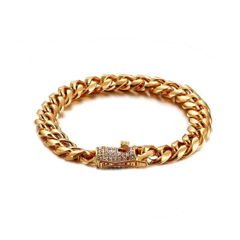 Bracelet En Titane Avec Diamants Pour Homme Hip-Hop Tide
