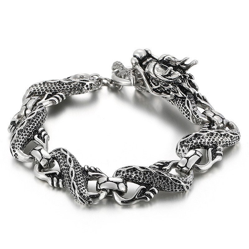 Bracelet Dragon En Titane Pour Homme