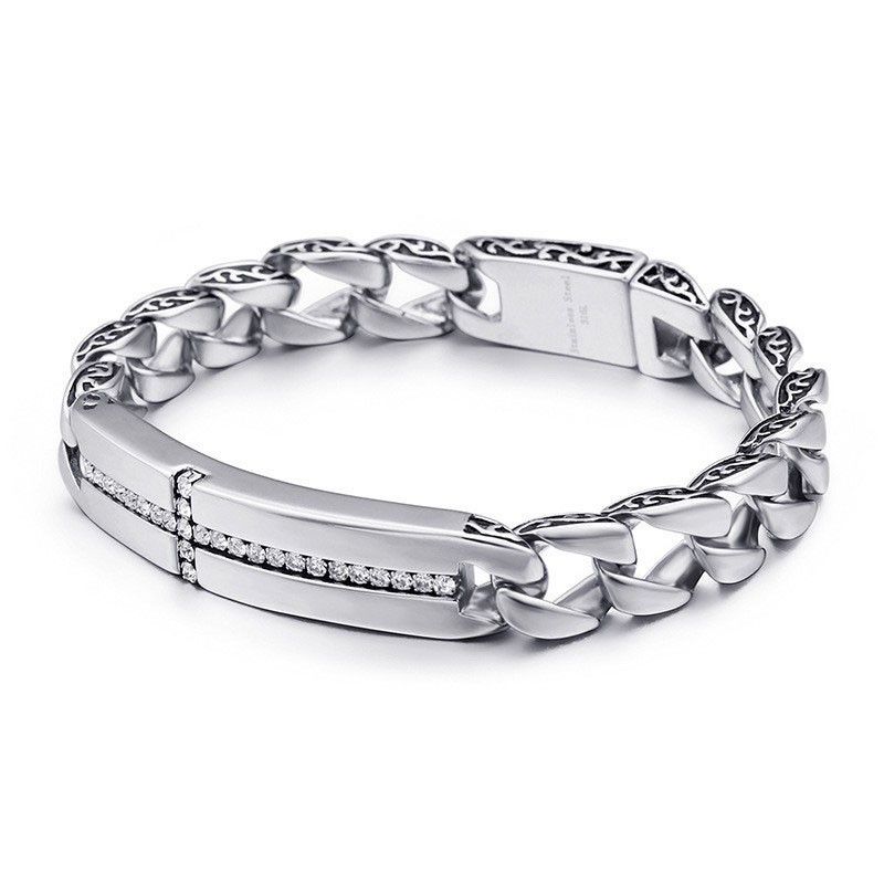Bracelet Croix En Titane Avec Diamants Pour Homme, Bijoux Vintage En Titane