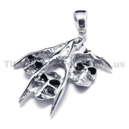 Pendentif Tête De Mort En Titane Pur - Chaîne Offerte