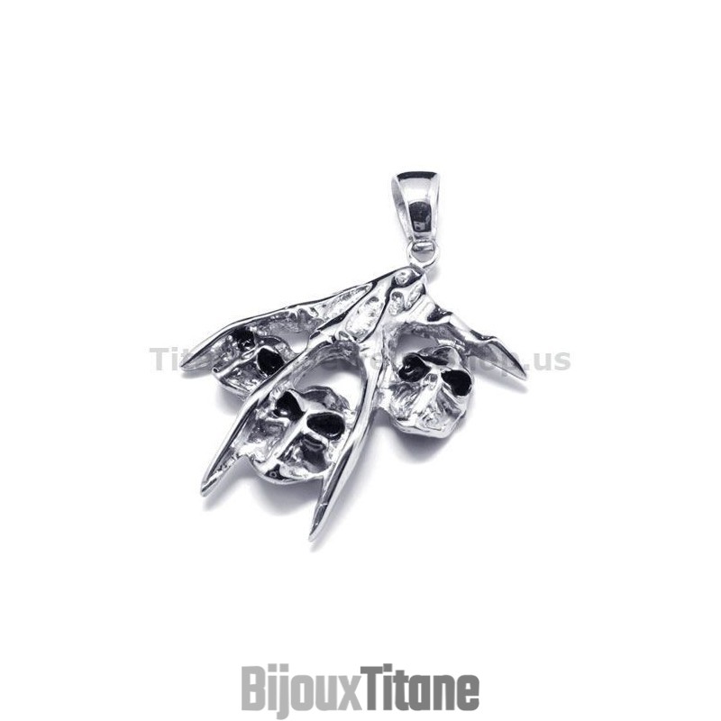 Pendentif Tête De Mort En Titane Pur - Chaîne Offerte Pendentif Tête De Mort En Titane Pur - Chaîne Offerte