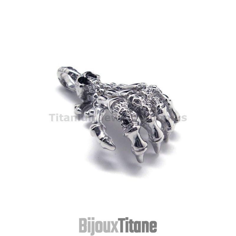 Pendentif En Titane Pur En Forme D'Os De Main - Chaîne Offerte