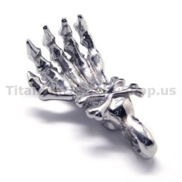 Pendentif En Titane Pur En Forme D'Os De Main - Chaîne Offerte