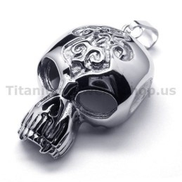 Pendentif Tête De Mort En Titane Pur - Chaîne Offerte