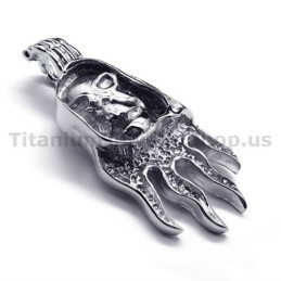 Pendentif Tête De Mort En Titane Pur - Chaîne Offerte