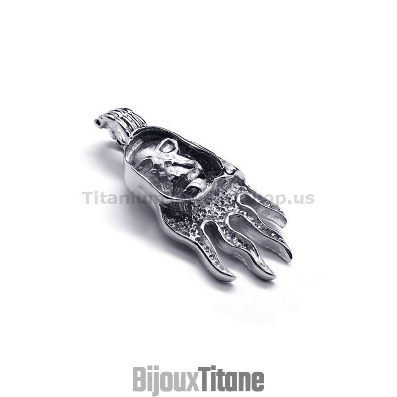 Pendentif Tête De Mort En Titane Pur - Chaîne Offerte Pendentif Tête De Mort En Titane Pur - Chaîne Offerte