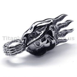 Pendentif Tête De Mort En Titane Pur - Chaîne Offerte