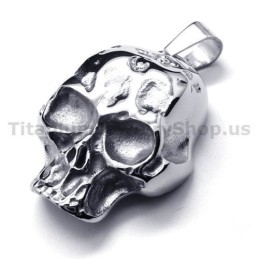 Pendentif Tête De Mort En Titane Pur - Chaîne Offerte